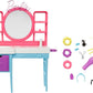 Barbie Doll & Hair Salon Playset with 15 Styling Accessories & Furniture, Long Color-Change Hair & Printed Dress