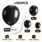 EMART Black Balloons 12 Inch 100pcs, Latex Balloons for Party(with Ribbon)