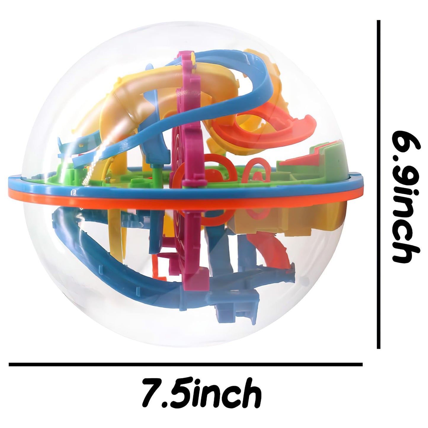 3 Otters 3D Maze Ball Puzzle, 6.9-7.5 Inch Brain Teaser Puzzle Sphere