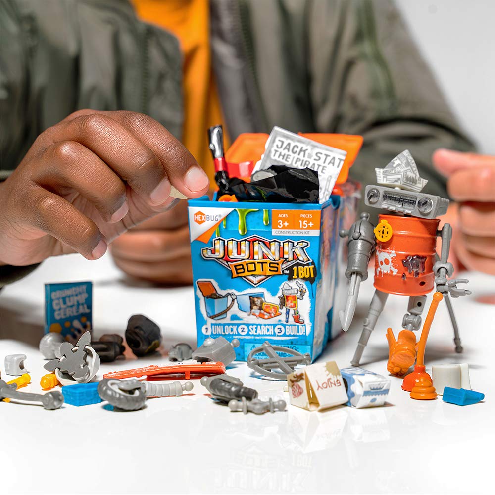 HEXBUG 480-6841 JUNKBOTS-Trash Bin Assortment Kit-Surprise Every Box LOL with Boys and Girls-Alien Powered Toys for Kids-24+ Pieces of Action