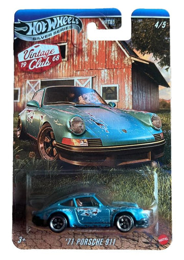 Hot Wheels Silver Series Vintage Club - '71 Porsche 911 [Blue] 4/5-1:64 Scale Diecast Toy Vehicle