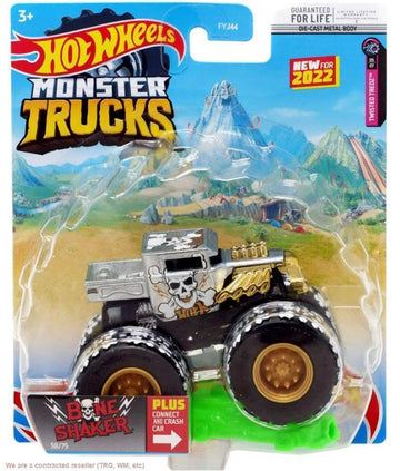 Hot Wheels Monster Trucks Bone Shaker, Connect and Crash 58/75 (Silver/Gold)