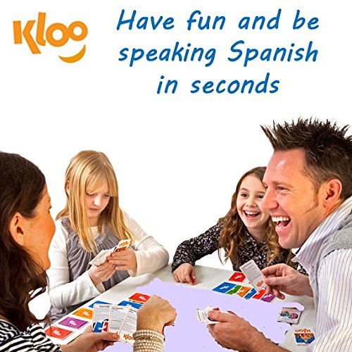 KLOO Learn Spanish Card Game | Home Fun Family Kids Adults | Make Sentences & Talk in a Flash | 2 Decks 100's Words Places & Travel vocab | Juegos de