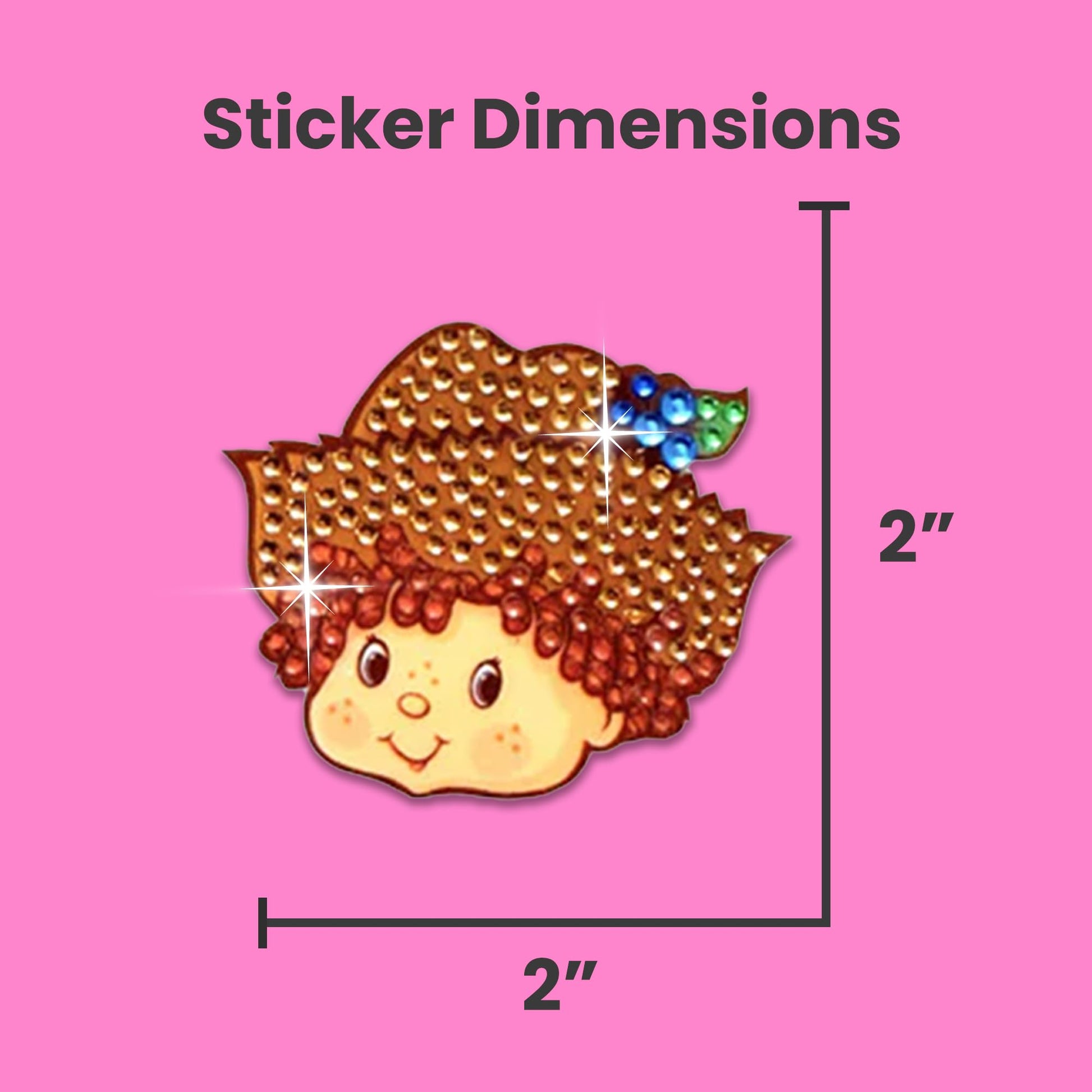 StickerBeans® Rhinestone Stickers BOY Meets Girl® x Strawberry Shortcake® 4-Pack, 2” x 2” Sparkly Cut-to-Shape Adhesive for Collecting, Trading