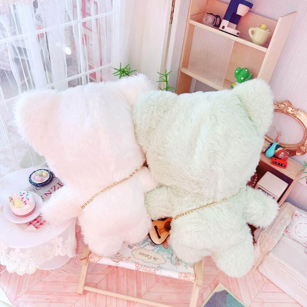niannyyhouse 20cm Plushie Doll Clothes Cat Onesies 8in Doll Accessories Dress Up (Beige)