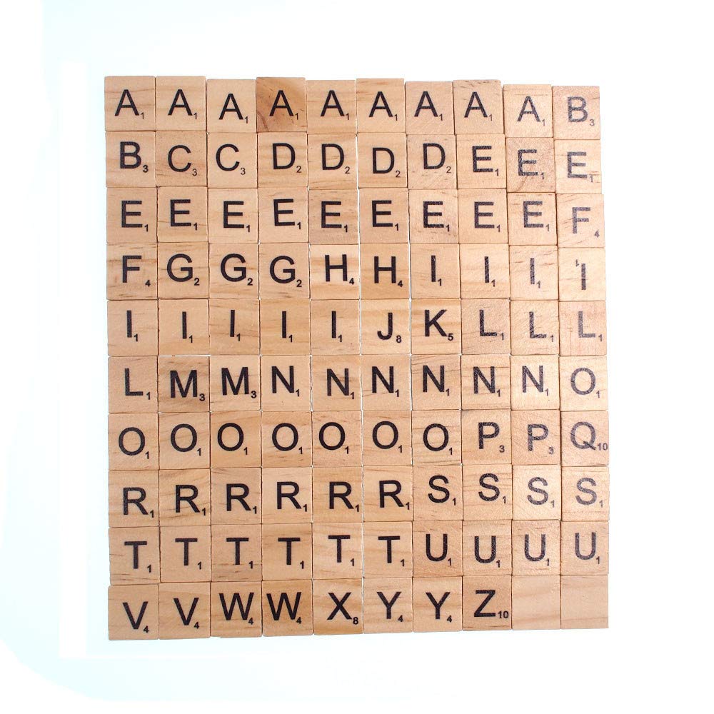 RayLineDo® 100X Wooden Scrabble Tiles Letter Alphabet Scrabbles Number Crafts English Words Fixed