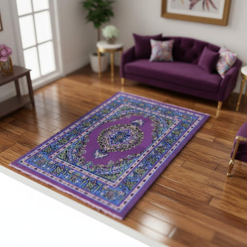 Dollhouse Miniature Purple Hand-Woven Rug, 1:12 Scale Floor Mat, DIY Accessories Accessories Convenient