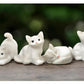 4 Pcs Mini Gray Cat Figurines in Different Poses - Cute Resin Kittens for Fairy Garden Accessories, DIY Terrarium Crafts, Moss Landscapes, Home