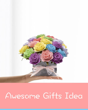 BAZIMA ALICE DIY Felt Flower Art Craft Kit - Colorful Roses Pot Bonsai Kit, 20 Pre-Cut Felt Roses, Beginner Floral Gifts