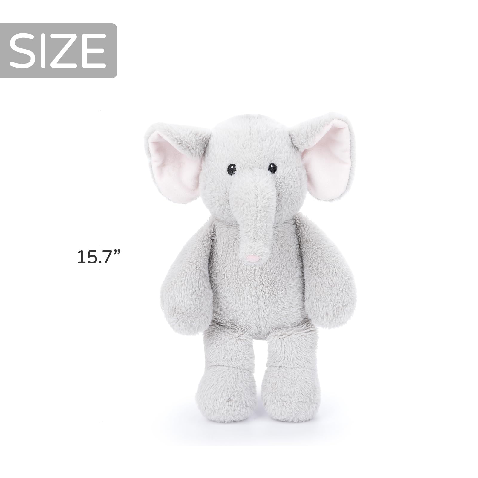 WEIGEDU Elephant Teddy Bear Stuffed Animals Plush Elephant Toys with Pink Ears Nose for Girls Boys Kids Babies Shower Bedtime Gifts, 15.7"