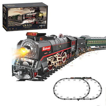 Electric Train Toy with Smokes,Lights and Sound,Train Set for Under Christmas Tree, Locomotive Train Model with Track, Gifts for Train Lovers (Black)