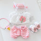 Clothes for Labubu Doll,Clothes for Dolls Accessories,Four-Leaf Clover Candy Summer Replacement Outfit Set 5 Pieces Suitable for Labubu 15&17cm