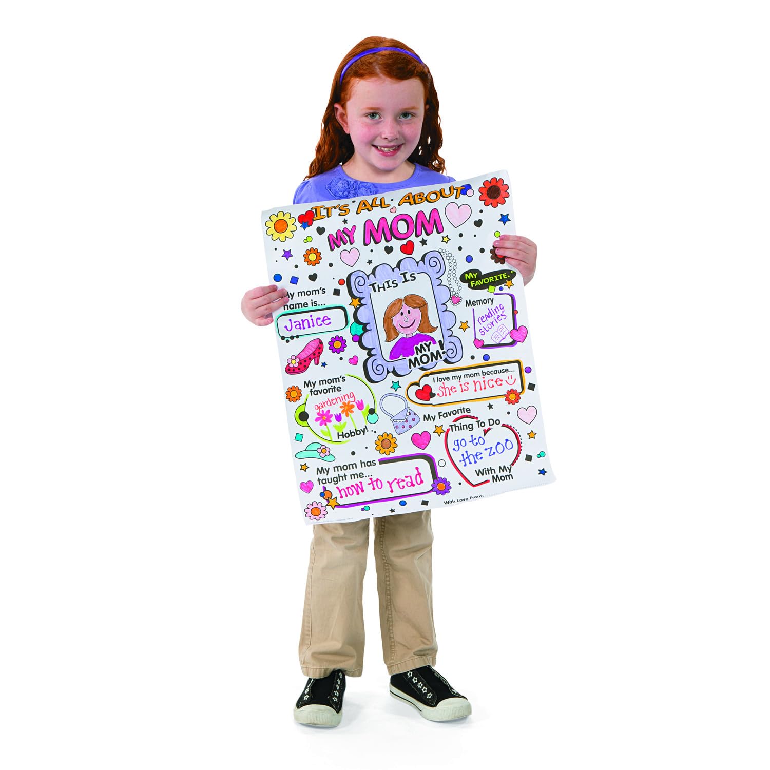 Fun Express Color Your Own All About Mom Poster, 30 Piece Class Pack, Crafts for Mother's Day