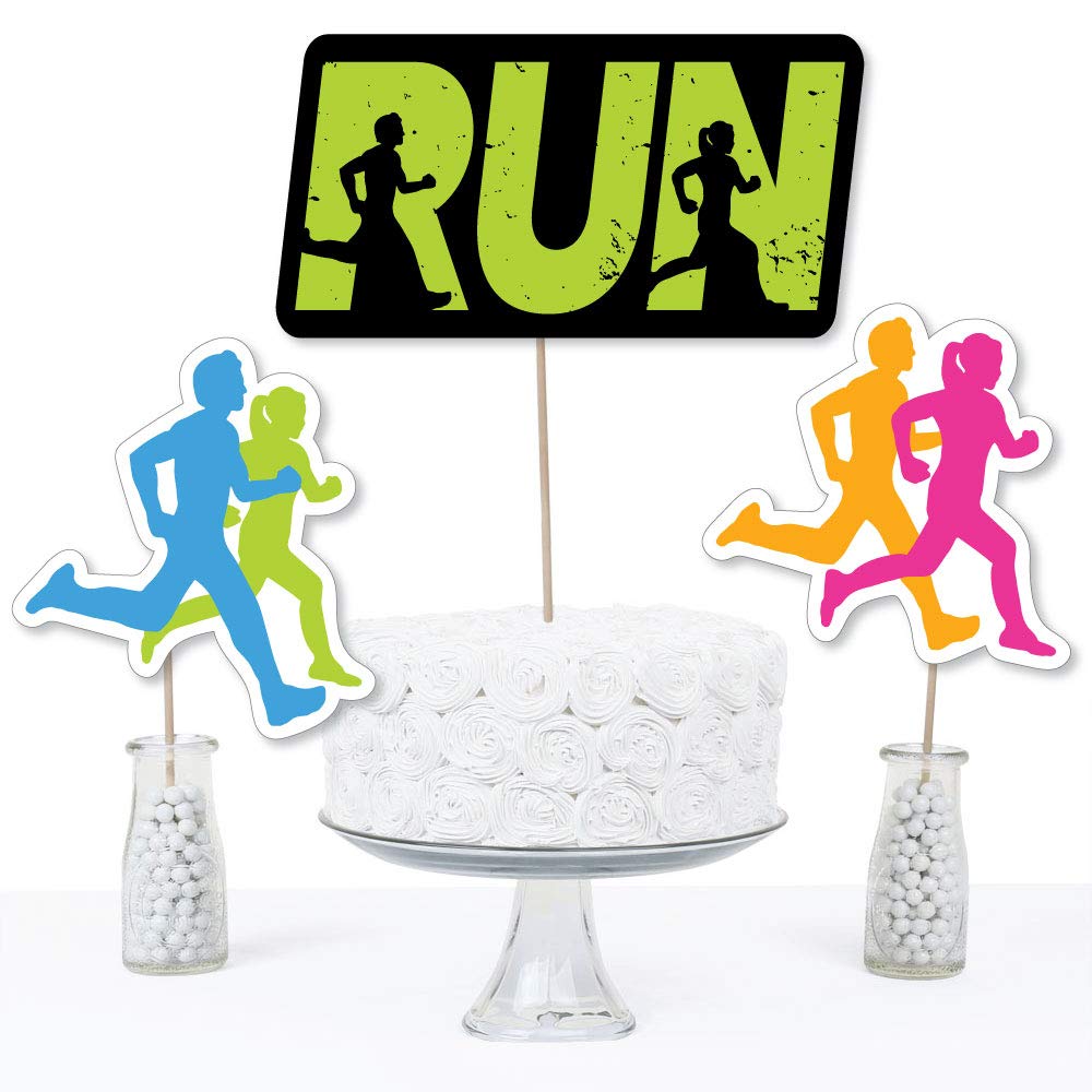 Big Dot of Happiness Set the Pace - Running - Track, Cross Country or Marathon Party Centerpiece Sticks - Table Toppers - Set of 15