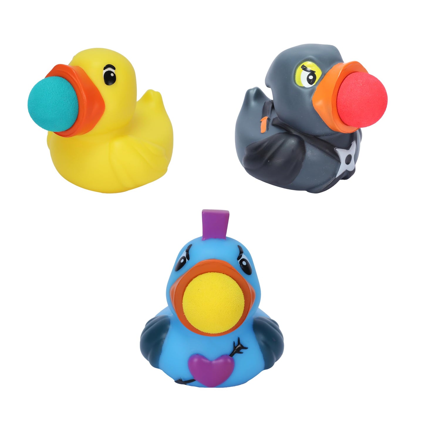 Hog Wild Duck Popper 3-Pack (Classic, Ninja, Punk) - Squeeze-to-Shoot Foam Ball Blasters, Launches up to 20 ft, Includes 12 Foam Balls - Fun Desk Toy