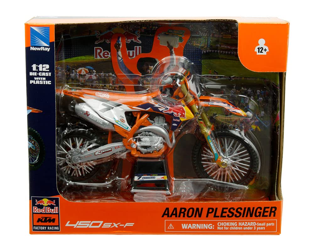 New-Ray Motorcycles 1:12 Compatible with KTM 450 SX-F Red Bull KTM #7 Aaron Plessinger 58363
