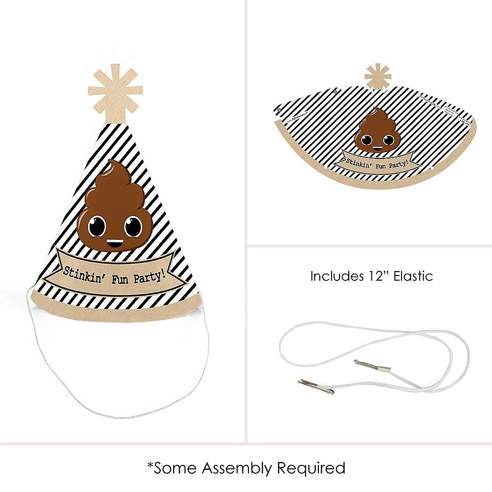 Big Dot of Happiness Party 'Til You're Pooped - Mini Cone Poop Emoji Party Hats - Small Little Party Hats - Set of 8