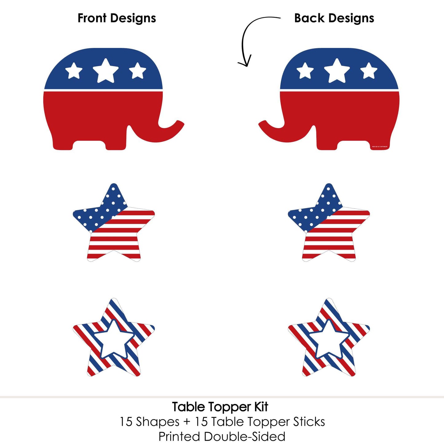 Big Dot of Happiness Republican Election - Political Party Centerpiece Sticks - Table Toppers - Set of 15