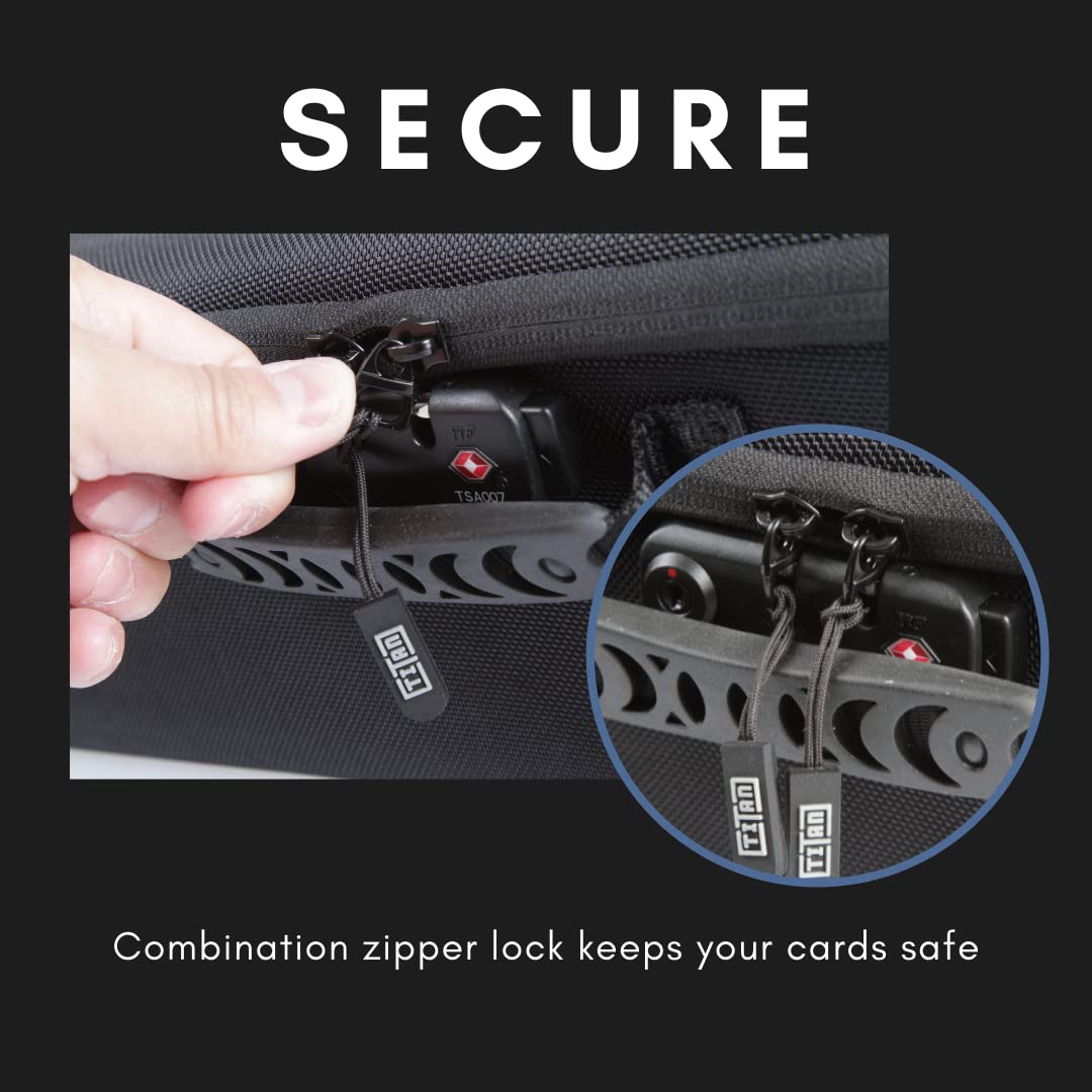 Card Titan Toploader and One Touch Trading Card Storage Box with Zipper Lock - Sports Card Deck Box Fits Up to 400 Sleeved Collectible Sports Cards or