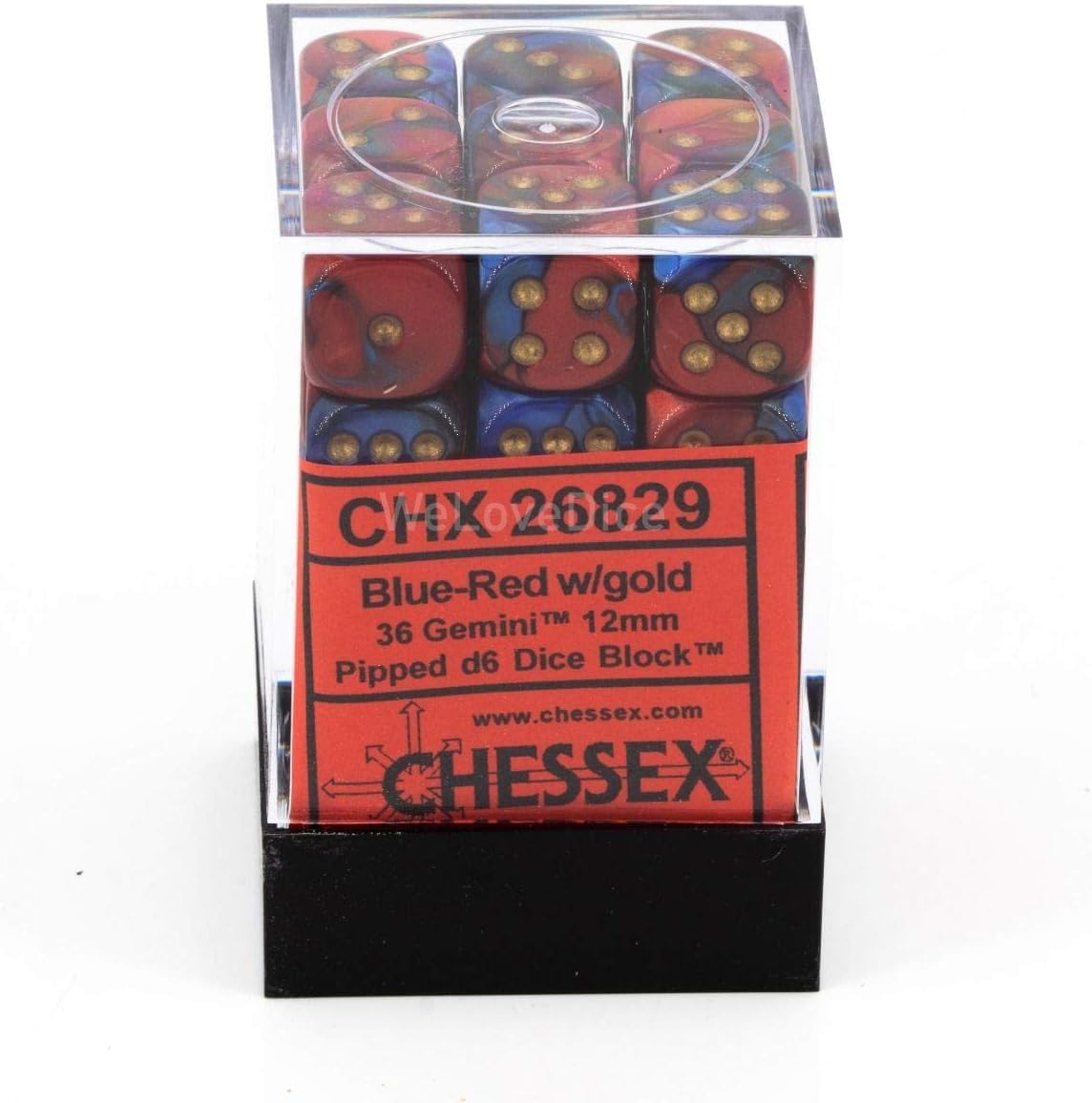 Chessex DND Dice Set D&D Dice-12mm Gemini Blue, Red, and Gold Plastic Polyhedral Dice Set- for Dungeons and Dragons Dice Includes 36 Dice - D6