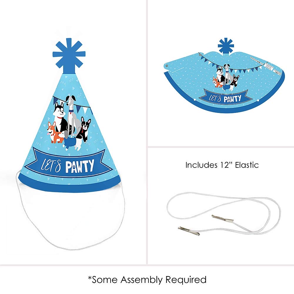 Big Dot of Happiness Pawty Like a Puppy - Mini Cone Dog Baby Shower or Birthday Party Hats - Small Little Party Hats - Set of 8