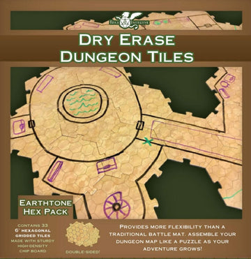Dry Erase Dungeon Tiles, Shapes, and Sizes Earthtone Thirty-Three 6" Hexagons