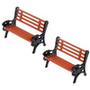 2Pcs Brown Miniature Park Bench Set, Street Seats and Garden Ornaments for Dollhouse and Fairy Garden Decor, Mini Bench Chairs for Train Platform