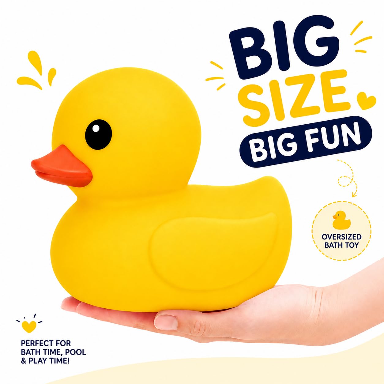 XL Jumbo Large Rubber Duck Bath Toy - No Hole Giant Duck, Waterproof Big Duckie Baby Shower Water Toy Without Hole for Kids Home, Decor, Party Gift