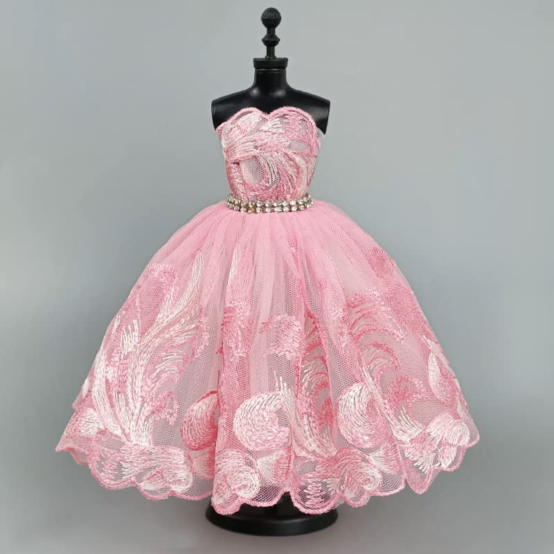 Fashion Tutu Ballet Dress for 11.5" Doll Clothes Outfits 1/6 Dolls Accessories Rhinestone 3-Layer Skirt Ball Party Gown (Pink)