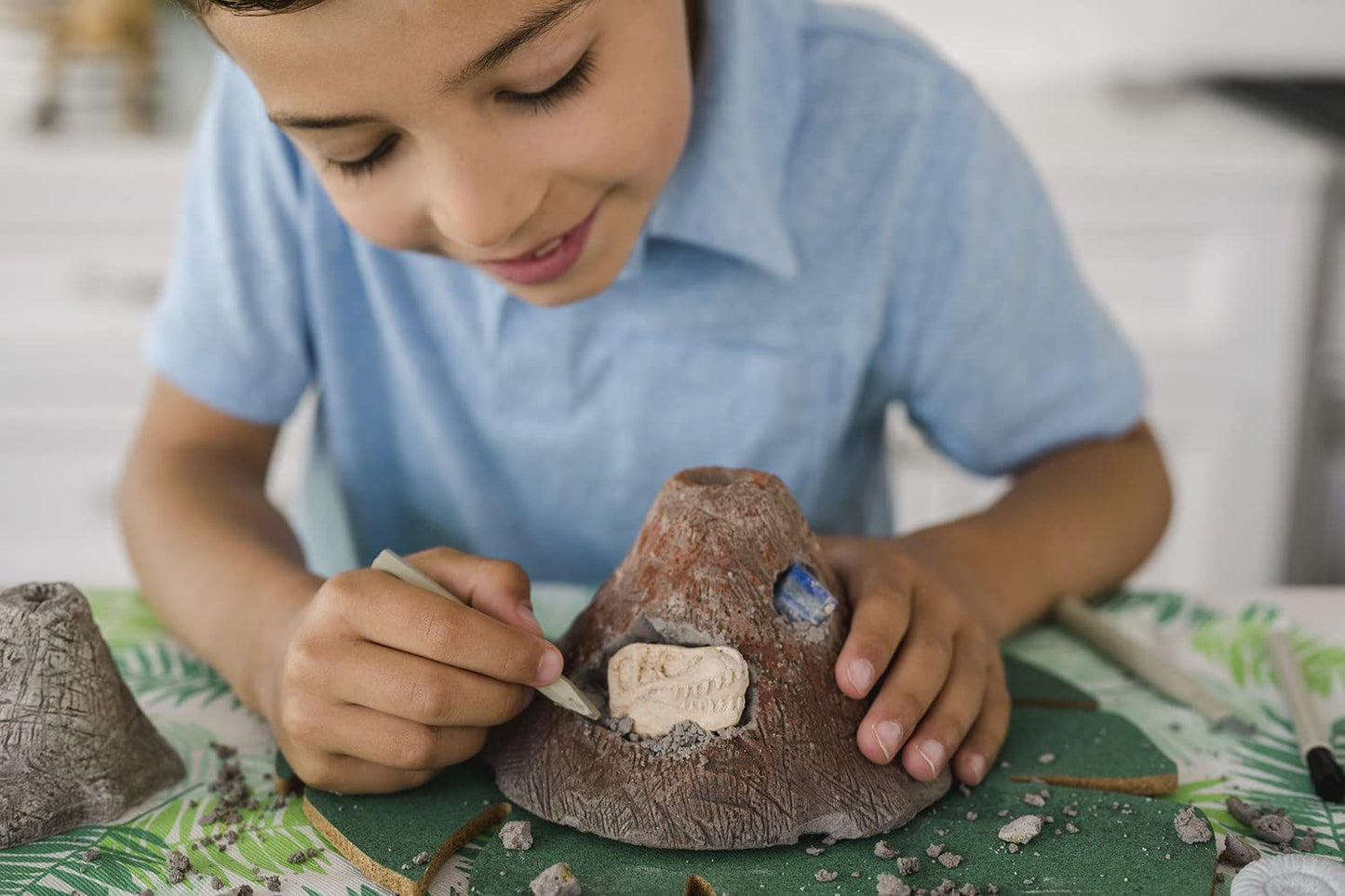 MindWare Dig It Up! Bubbling Discovery: Prehistoric Volcano Fossil Dig Kit - Make the Volcano Erupt and Then Excavate 7 Artifacts - Educational