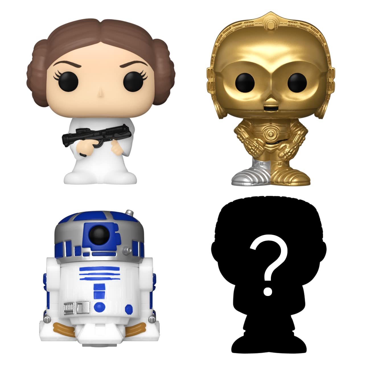 Funko Bitty POP! Star Wars - Leia, 4-Pack - Princess Leia, R2-D2, C-3PO and A Surprise Mystery Mini Figure - 0.9 Inch (2.2 Cm) Collectable - Stackable