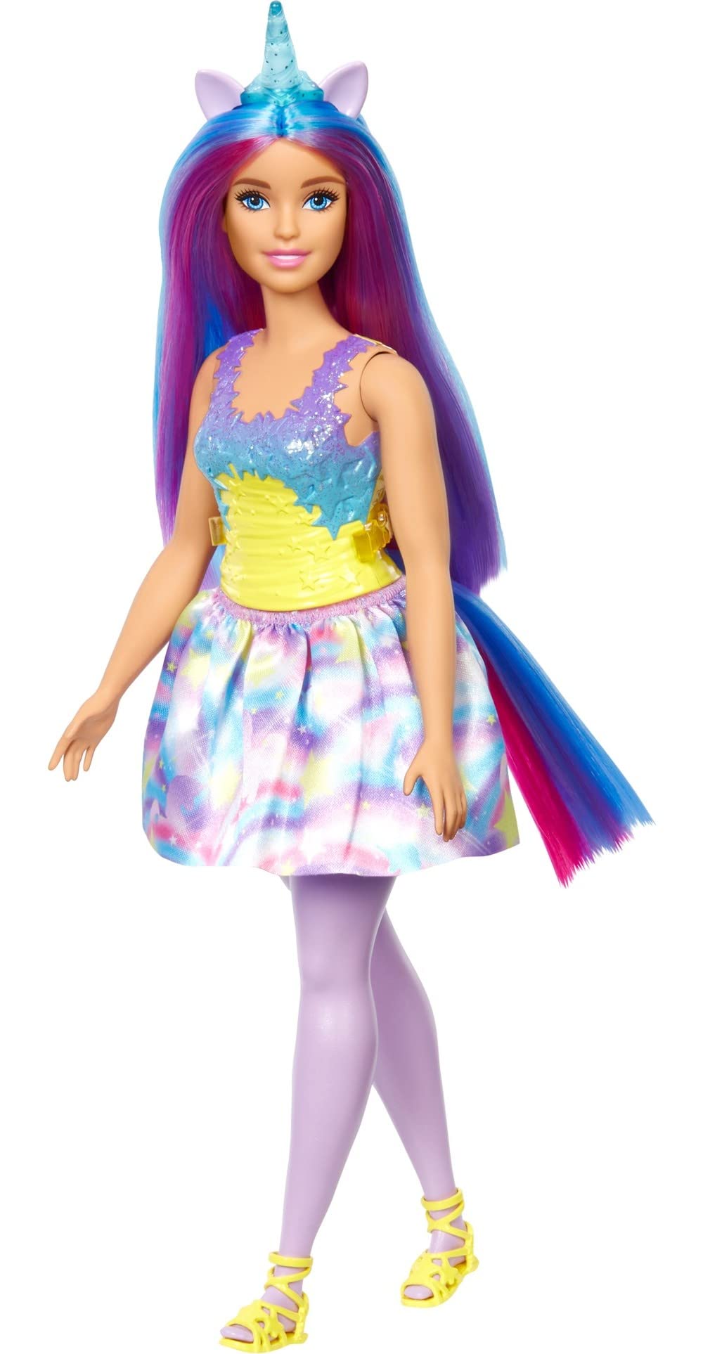 Barbie Dreamtopia Unicorn Fashion Doll with Blue & Purple Hair Wearing Removable Skirt & Accessories Including Themed Headband & Tail