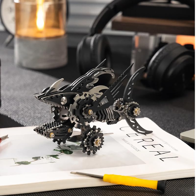 Mokrdomain Megalodon JU CHI SHA 3D Metal Jigsaw Puzzle, Black