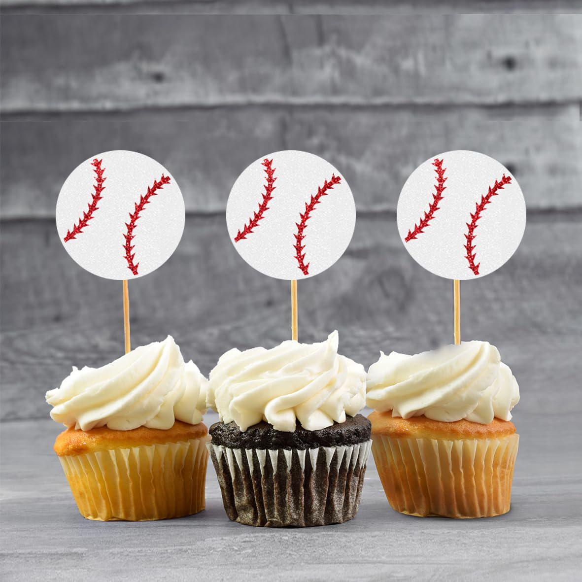 24Pcs Baseball Cupcake Toppers Baseball Player Cake Picks