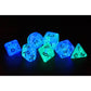 Set of 7 Dice: Glow-in-The-Dark Frosted Glowworm