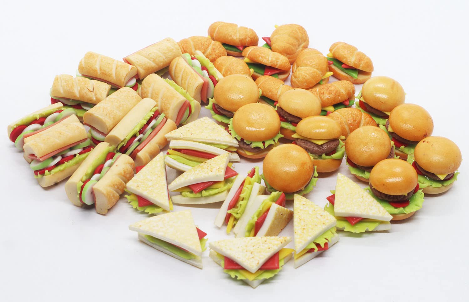 20 Assorted Sandwich, Burger and Croissant Dollhouse Miniature,Dollhouse Accessories for Collectibles