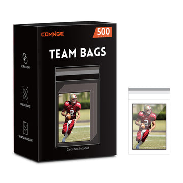500ct Resealable Team Bags - Secure Storage Sleeves for Standard Trading Cards, Standard Toploaders, Magnetic Card Holder (35pt-130pt) Organize