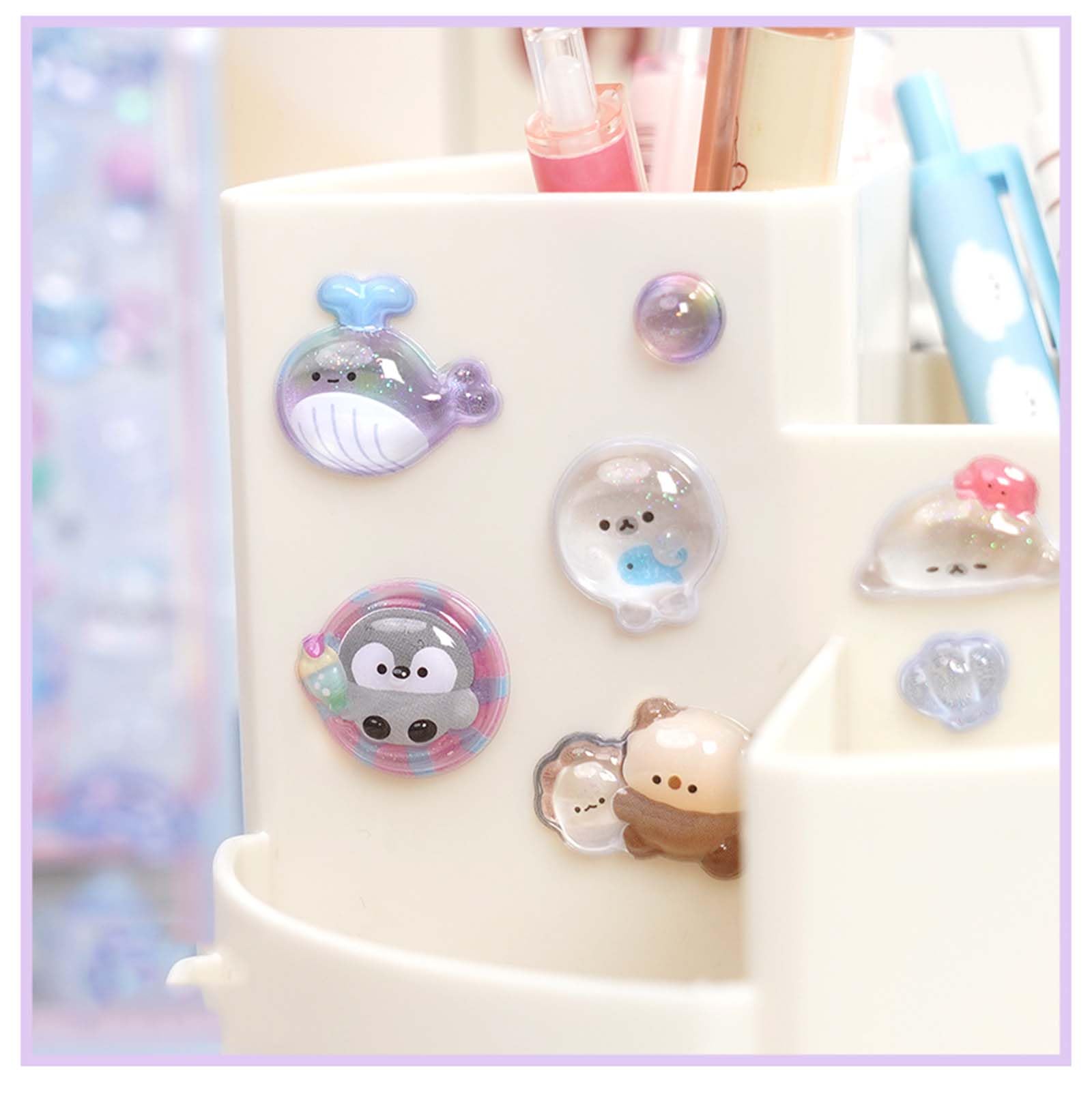 200 Pcs Fantastic 3D Floating Stickers - Kids Cartoon World Adventure, Mini Penguin, Whale, Rabbit, Elephant, and Fruit Themed DIY Stickers for Kids