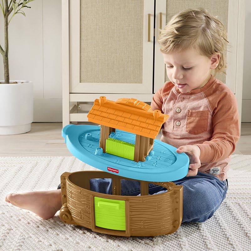 Fisher-Price Little People Toddler Toy Noah’s Ark Playset with 9 Animals and Noah Figure, Gift for Ages 1+ Years