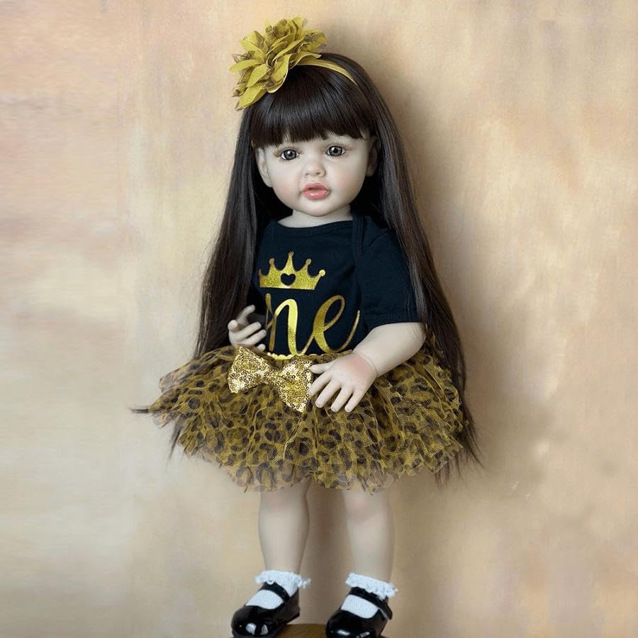 GUESSBELLY Lifelike 55 CM Full Soft Vinyl Body Reborn Baby Realistic Girl Doll 22 Inch Princess Toddler Art Bebe Birthday Gifts for Child