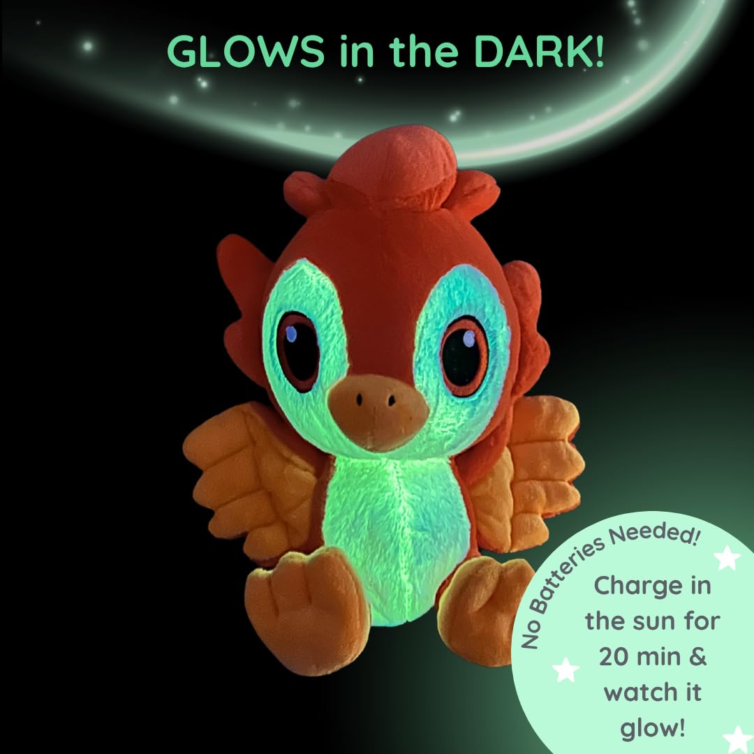 1i4 Group Glow in the Dark - Phoenix - Microwavable & Weighted Plush Stuffed Animal - Heated Plushie for Warmth - Cute, Soft, Cozy Toy for Adults