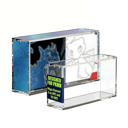 PKMN UPC Acrylic Case Protector - 8mm + 5mm Ultra Thick Clear Acrylic Display Case with Magnetic Lid, Collector Display Box Compatible with Mega