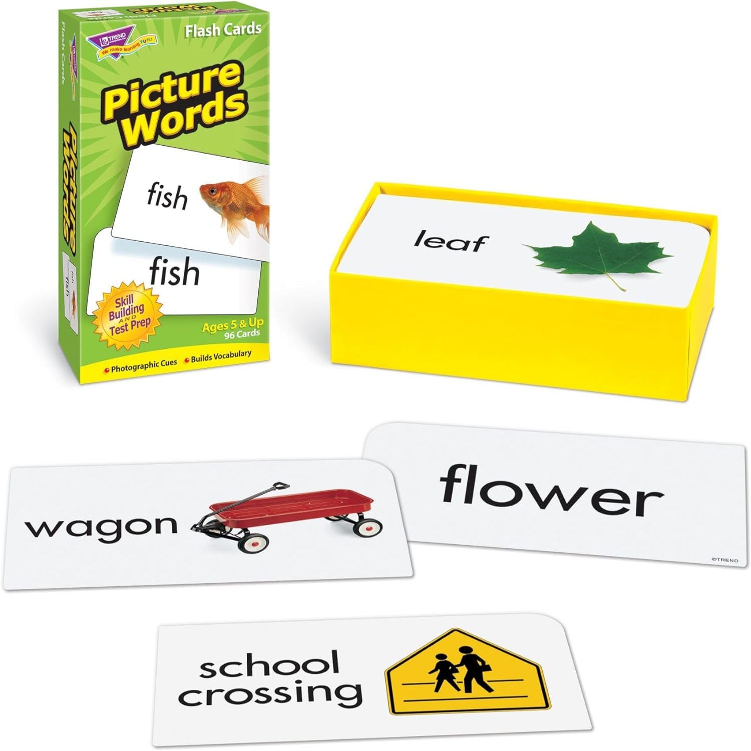 Trend Enterprises: Picture Words Skill Drill Flash Cards, Content-Rich Self-Checking Cards to Practice and Master, Great for Skill Building, 96 Cards