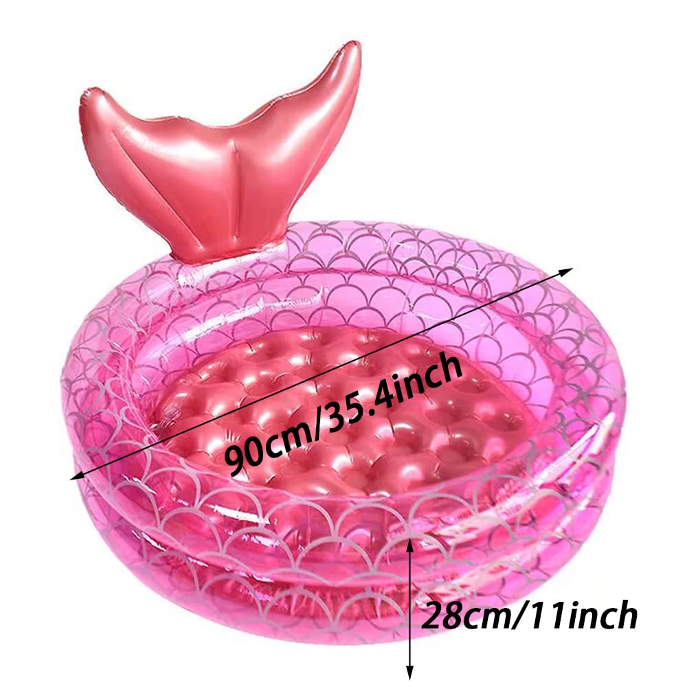 Inflatable Kiddie Pools Mermaid, Backyard Round Swimming Pool for Kids, Cute Raft Paddling Pool Indoor&Outdoor Toddler Fun Water Swim Beach Floaties