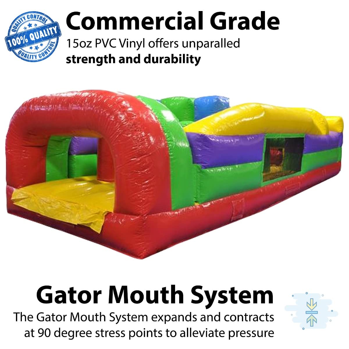 TentandTable 30FT Commercial 7-Element Inflatable Obstacle Course, Rainbow