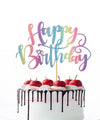 Naicaek Handmade Glitter Happy Birthday Cake Topper,Birthday Party Cake Decorations, Anniversary/Birthday Party Decoration Supplies (Rainbow)
