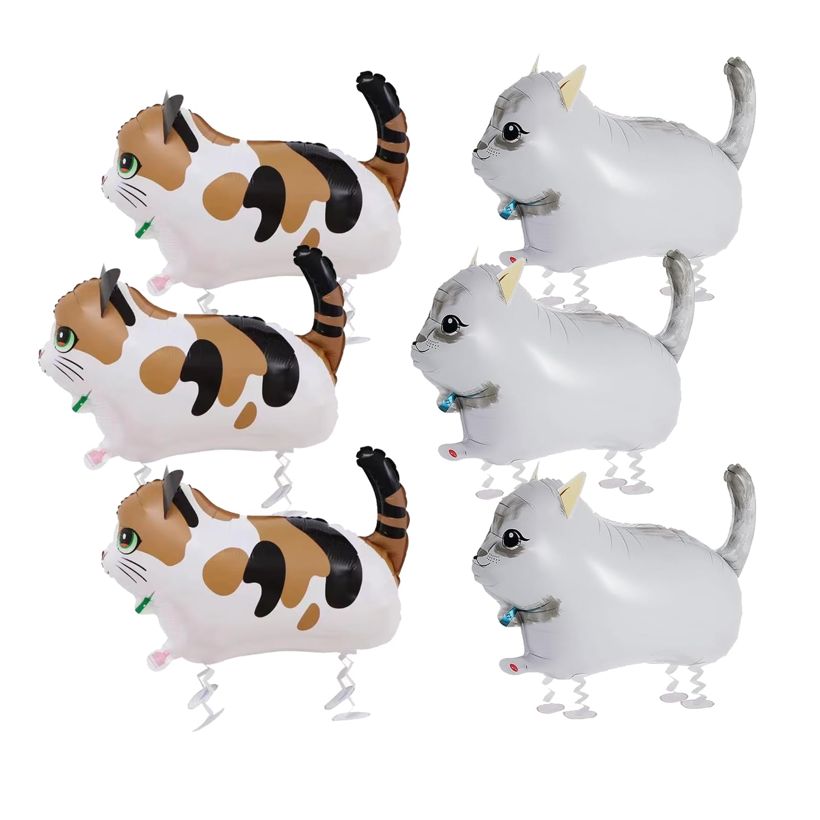 6Pcs Walking Cat Balloons, Animal Foil Mylar Balloon Kids Birthday Party Pet Theme Decorations, Farm Birthday Decorations for Cats Theme Party