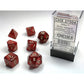 Glitter Polyhedral Ruby/Gold 7-Die Set, Ruby Red/Gold