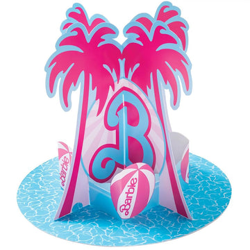 Adorable Multicolor Malibu-inspired Barbie Pop-Up Centerpiece - 12" x 10" (1 Set) - Includes 4 Stickers, Perfect For Birthday Decor & Themed Events