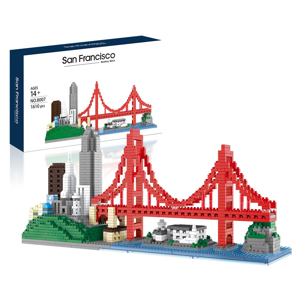KLMEi Architecture Skylines Micro Mini Block San Francisco Building Model Set Present Gift for Adults Ages of 14+ 1610pieces